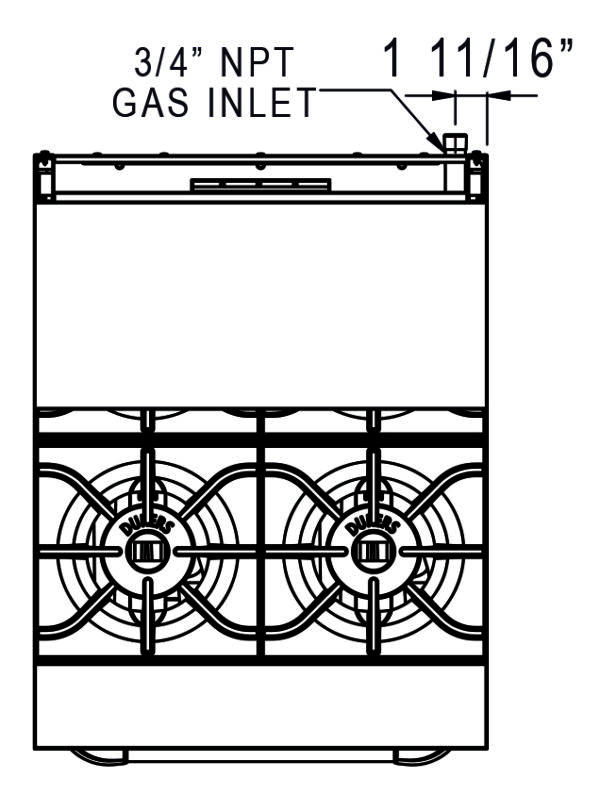 DCR24-4B 24″ Gas Range with Four (4) Open Burners Diagram
