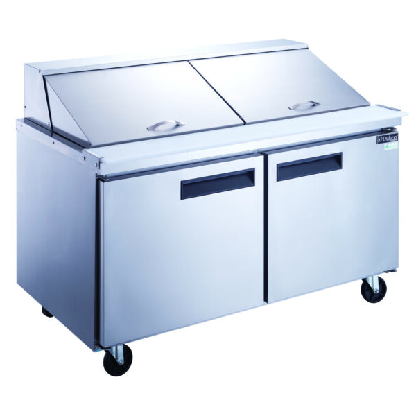2-Door Commercial Food Prep Table Refrigerator in Stainless Steel with Mega Top