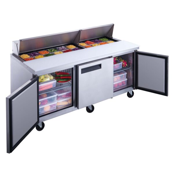 DSP72-18-S3 3-Door Commercial Food Prep Table Refrigerator